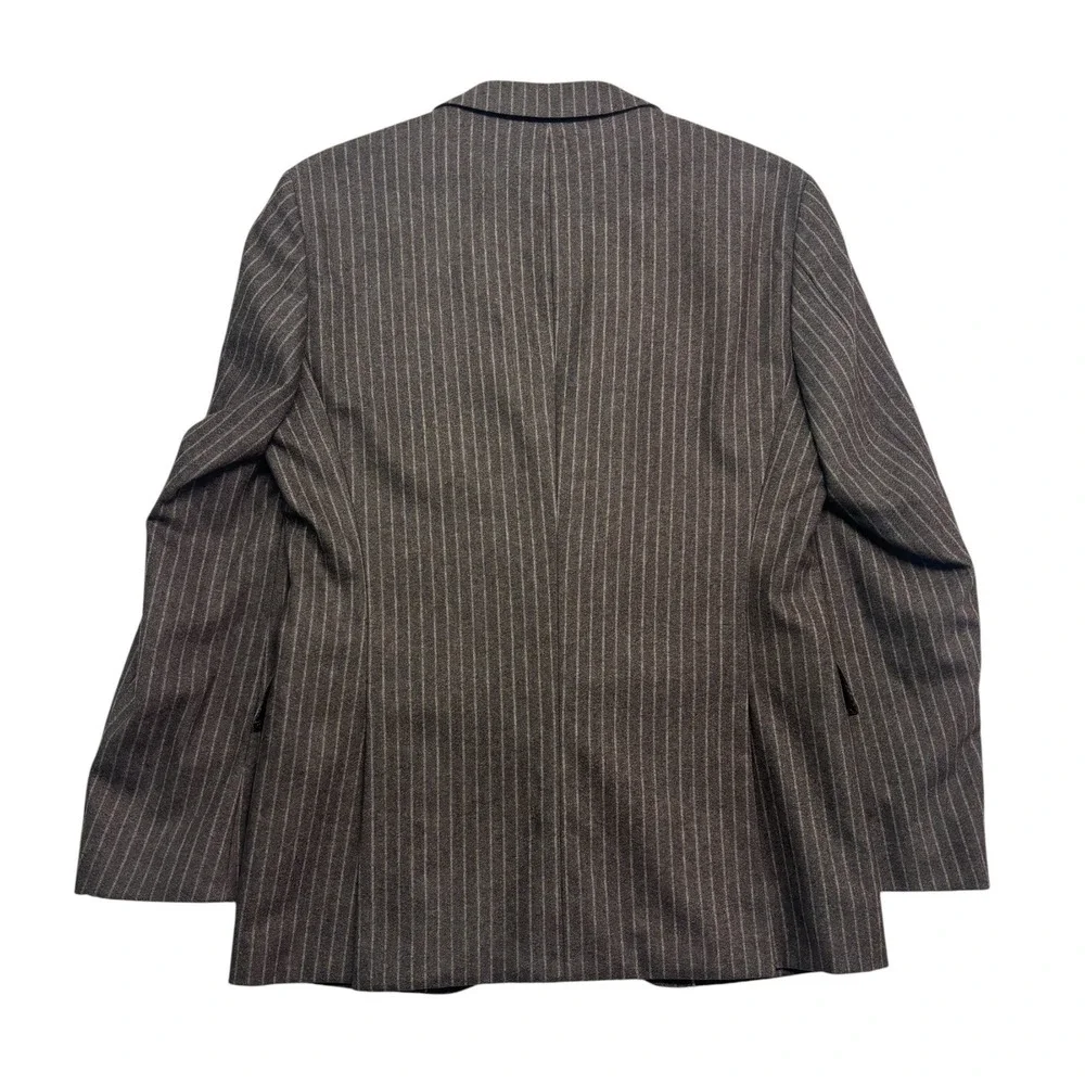 Hugo Boss 36R Brown Chalk Stripe Flannel Wool Cashmere Blazer Jacket Sport Coat